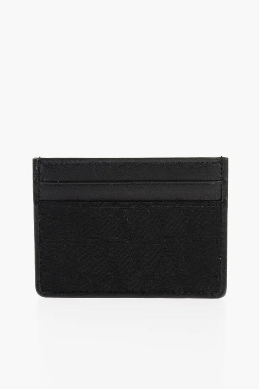 Valentino Garavani Leather And Fabric Card Holder With Monogram