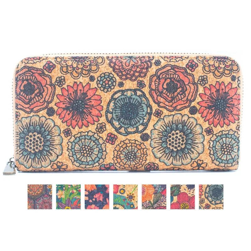 Various patterns natural cork women zipper card wallet- Vegan Cork Wallet BAG-2219