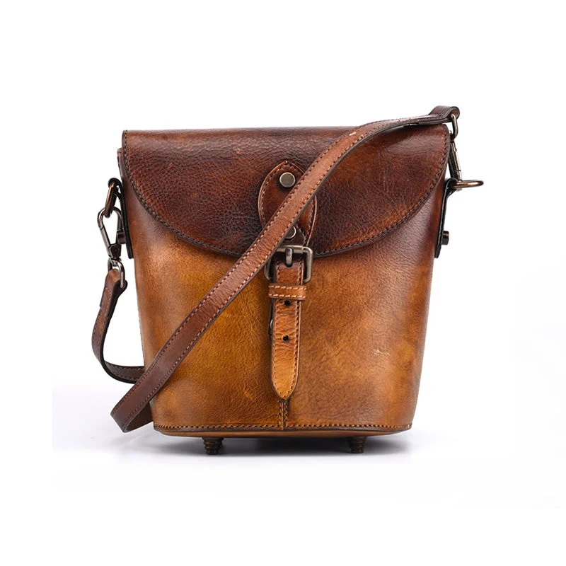 Women Satchel Bag Brown Leather Bucket Bag Crossbody Bags for Women