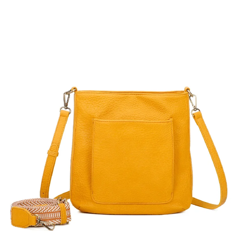 Zara Vegan Leather Multi Interchangeable Strap Crossbody - Mustard